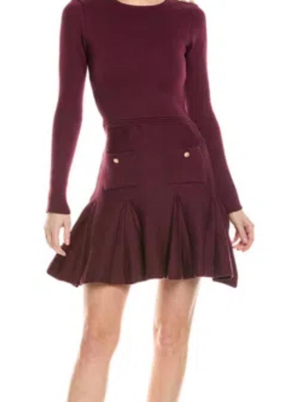 To My Lovers Burgundy Long-Sleeve A-Line Mini Dress